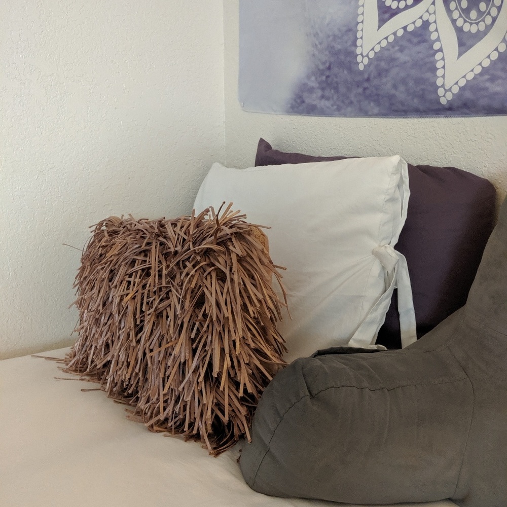 Rose Gold Metallic Fringe Pillow